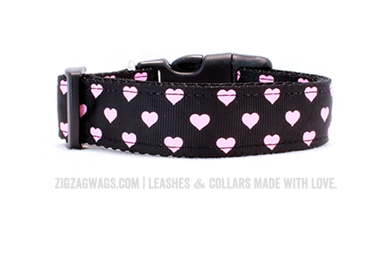 Black Hearts Dog Collar from ZigZag Wags