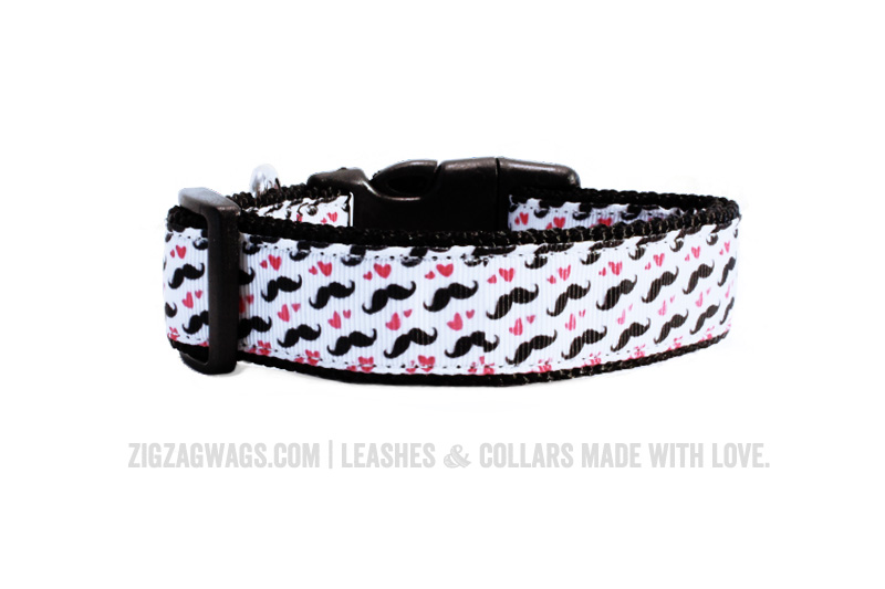 Moustache Patterned Dog Collar from ZigZag Wags