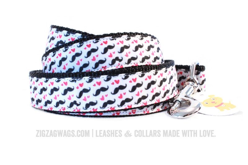 Moustache Patterned Dog Leash from ZigZag Wags