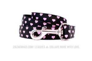 Black Hearts Dog Leash from ZigZag Wags