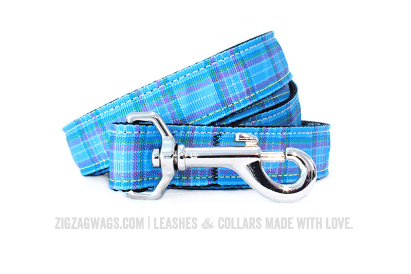 Blue Plaid Dog Leash from ZigZag Wags