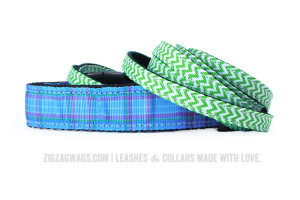 Blue Plaid Dog Leash from ZigZag Wags