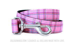 Pink Plaid Dog Leash from ZigZag Wags