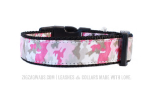 Pink Camouflage Dog Collar from ZigZag Wags
