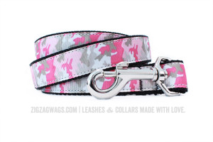 Pink Camouflage Dog Leash from ZigZag Wags