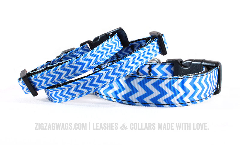 Blue Chevron Dog Collars from ZigZag Wags